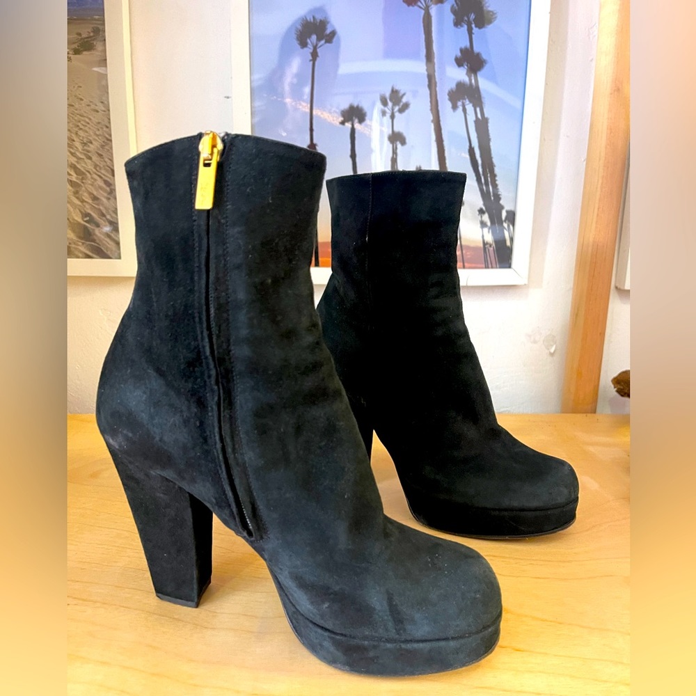 Vintage Yves Saint Laurent Rive Gauche Suede Ankle Sock Boots